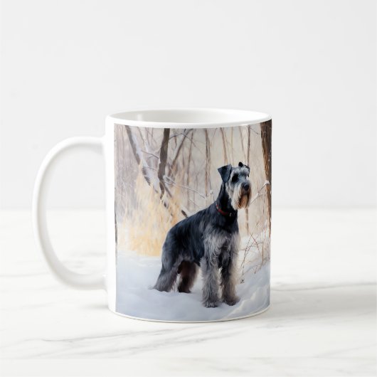 Schnauzer Laat het sneeuwen Kerstmis Koffiemok (Links)
