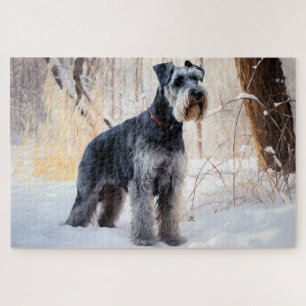 Schnauzer Laat het sneeuwen Kerstmis Legpuzzel