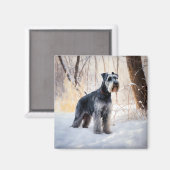 Schnauzer Laat het sneeuwen Kerstmis Magneet (Voorkant / Achterkant)