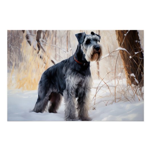 Schnauzer Laat het sneeuwen Kerstmis Perfect Poster (Voorkant)
