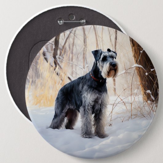 Schnauzer Laat het sneeuwen Kerstmis Ronde Button 6,0 Cm (Voorkant /achterkant)