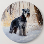 Schnauzer Laat het sneeuwen Kerstmis Ronde Button 6,0 Cm (Voorkant)