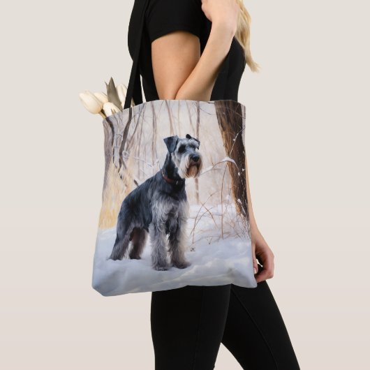 Schnauzer Laat het sneeuwen Kerstmis Tote Bag (Dichtbij)