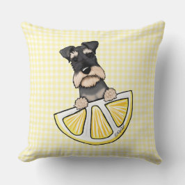 Schnauzer Lemon Gingham Throw Pillow Kussen