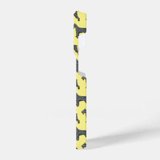 Schnauzer Leuke Hond Silhouet Grid Geel iPhone Hoesje (Linkerkant)