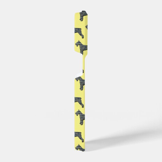 Schnauzer Leuke Hond Silhouet Grid Geel iPhone Hoesje (Rechterkant)