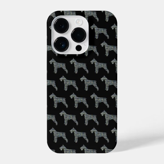 Schnauzer Leuke Hond Silhouet Raster Zwart iPhone Hoesje (Achterkant)