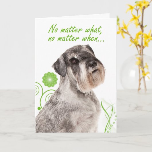 Schnauzer Liefde/Ondersteuning Kaart (Gele Bloem)