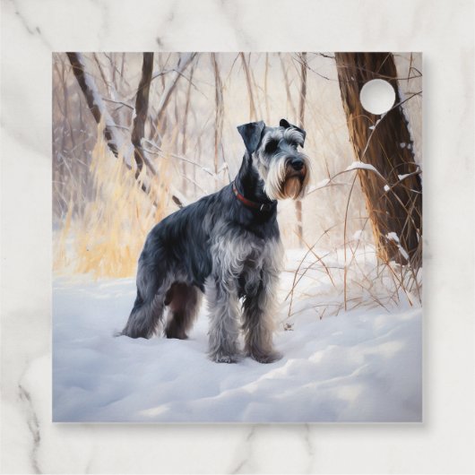 Schnauzer liet het sneeuwen Kerstmis Bedankjes Labels (Achterkant)