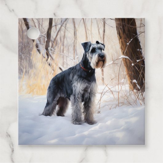 Schnauzer liet het sneeuwen Kerstmis Bedankjes Labels (Voorkant)