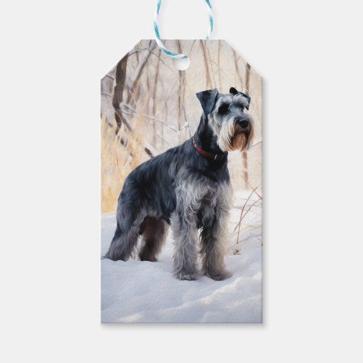 Schnauzer liet het sneeuwen Kerstmis Cadeaulabel (Voorkant)