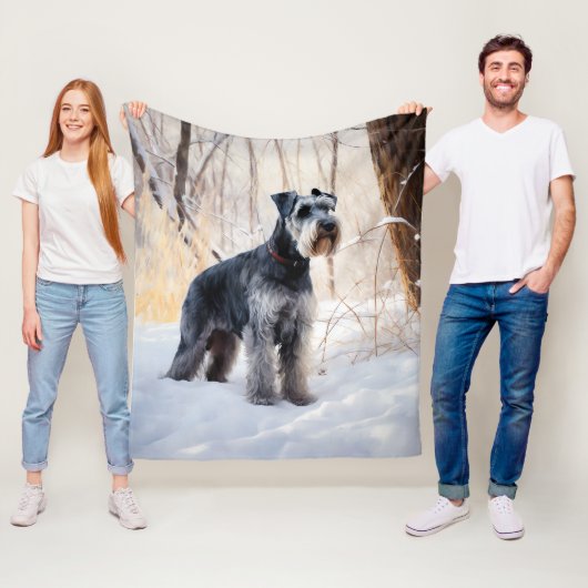 Schnauzer liet het sneeuwen Kerstmis Fleece Deken (In situ)