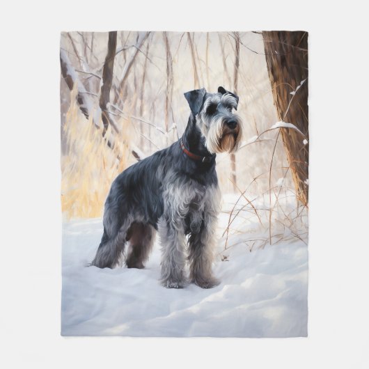 Schnauzer liet het sneeuwen Kerstmis Fleece Deken (Voorkant)