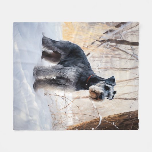 Schnauzer liet het sneeuwen Kerstmis Fleece Deken (Voorkant (Horizontaal))