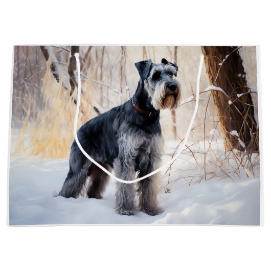 Schnauzer liet het sneeuwen Kerstmis Groot Cadeauzakje (Voorkant)