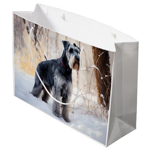 Schnauzer liet het sneeuwen Kerstmis Groot Cadeauzakje (Achterkant Gekanteld)