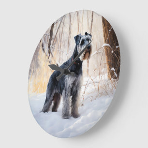 Schnauzer liet het sneeuwen Kerstmis Grote Klok