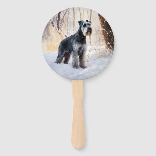 Schnauzer liet het sneeuwen Kerstmis Handwaaier (Achterkant)