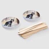 Schnauzer liet het sneeuwen Kerstmis Handwaaier (Niet-gemonteerd)