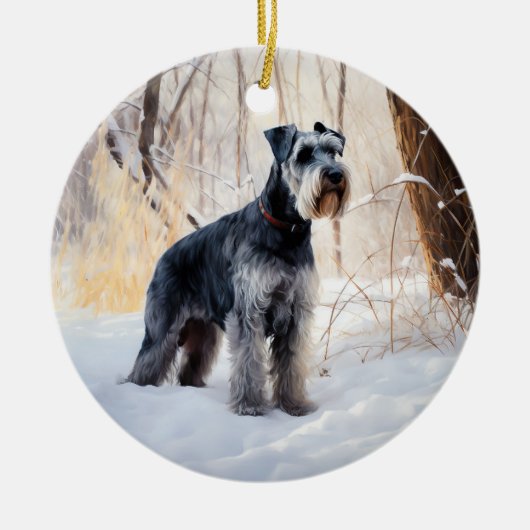 Schnauzer liet het sneeuwen Kerstmis Keramisch Ornament (Voorkant)