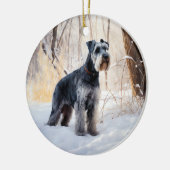 Schnauzer liet het sneeuwen Kerstmis Keramisch Ornament (Links)