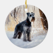 Schnauzer liet het sneeuwen Kerstmis Keramisch Ornament (Achterkant)