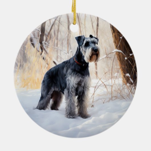 Schnauzer liet het sneeuwen Kerstmis Keramisch Ornament (Achterkant)