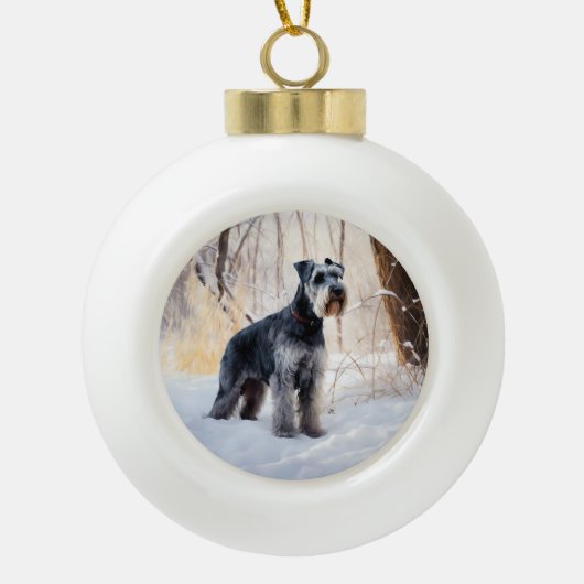 Schnauzer liet het sneeuwen Kerstmis Keramische Bal Ornament (Voorkant)