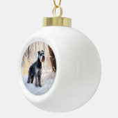 Schnauzer liet het sneeuwen Kerstmis Keramische Bal Ornament (Rechts)