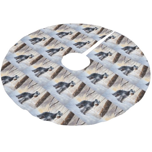 Schnauzer liet het sneeuwen Kerstmis Kerstboom Rok (Gekanteld)