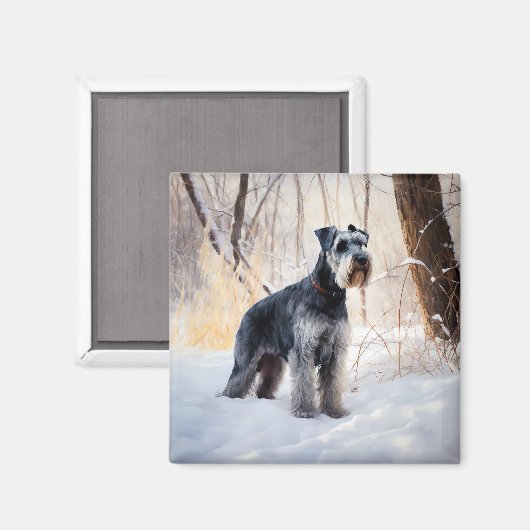 Schnauzer liet het sneeuwen Kerstmis Magneet (Voorkant / Achterkant)