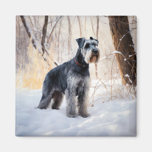Schnauzer liet het sneeuwen Kerstmis Magneet