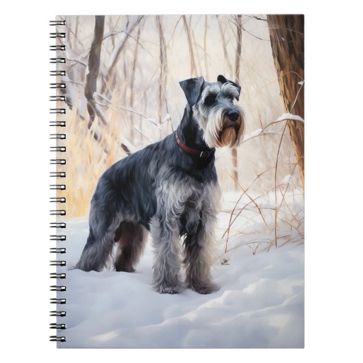 Schnauzer liet het sneeuwen Kerstmis Notitieboek (Voorkant)