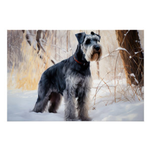 Schnauzer liet het sneeuwen Kerstmis Perfect Poster