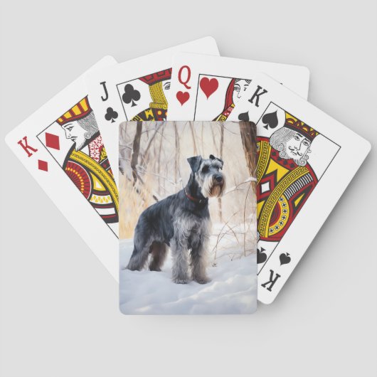 Schnauzer liet het sneeuwen Kerstmis Pokerkaarten (Achterkant)