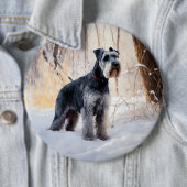 Schnauzer liet het sneeuwen Kerstmis Ronde Button 6,0 Cm (In situ)