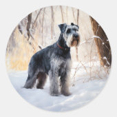 Schnauzer liet het sneeuwen Kerstmis Ronde Sticker (Voorkant)
