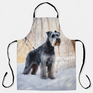 Schnauzer liet het sneeuwen Kerstmis Schort