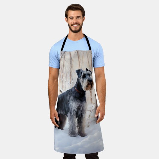 Schnauzer liet het sneeuwen Kerstmis Schort (Gedragen)