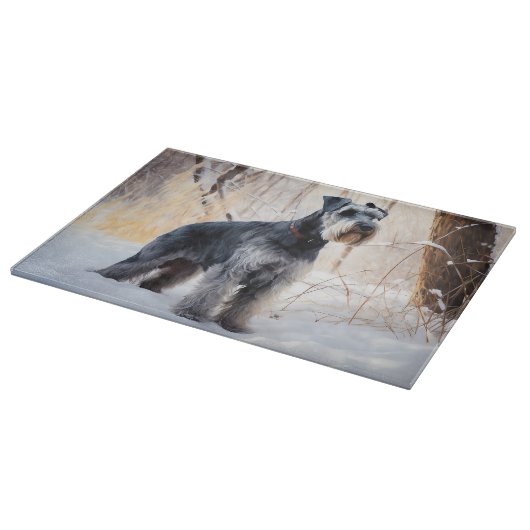 Schnauzer liet het sneeuwen Kerstmis Snijplank (Hoek)