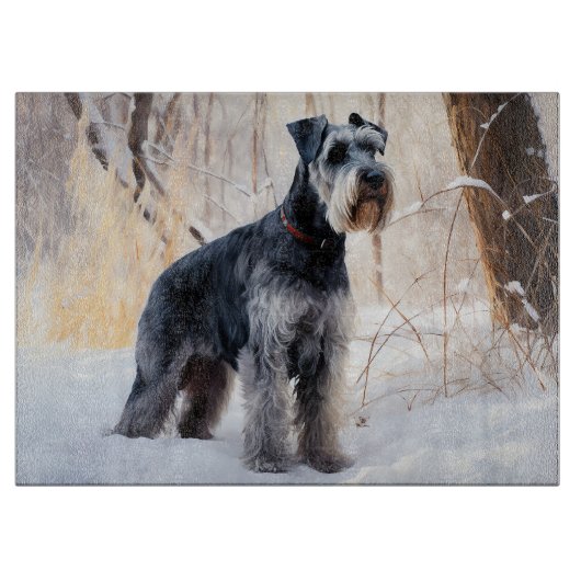 Schnauzer liet het sneeuwen Kerstmis Snijplank (Voorkant)