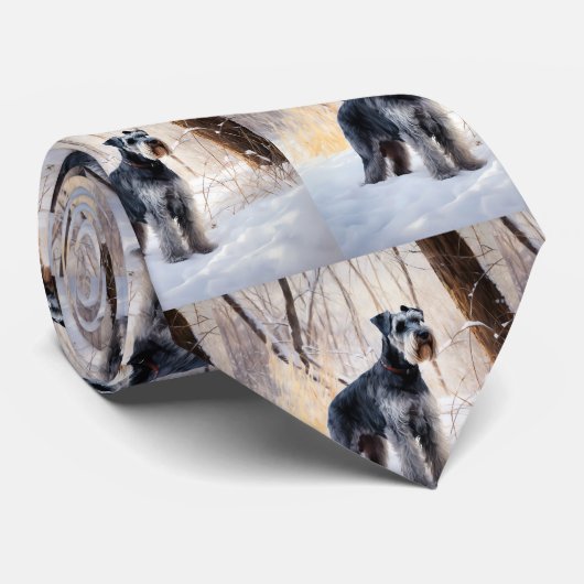 Schnauzer liet het sneeuwen Kerstmis Stropdas (Opgerold)