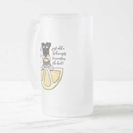 Schnauzer Life Lemons Frosted Glass Mok (Voorkant links)