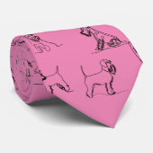 Schnauzer Lijn Kunst roze Stropdas (Opgerold)