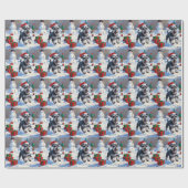 Schnauzer loopt in de sneeuw met kerst Pet Cadeaupapier (Vlak)