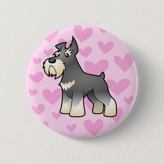 Schnauzer Love Ronde Button 5,7 Cm (Voorkant)