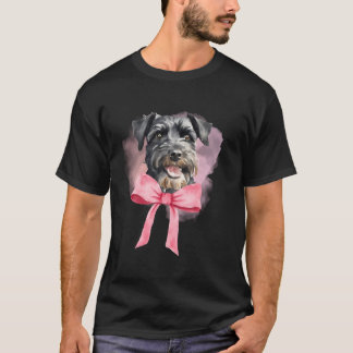 Schnauzer Lover Gift Coquette Roze Bow Dog Fur Mom T-shirt