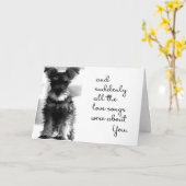 SCHNAUZER MAAKT HOESJE VOOR EEN "VALENTIJN WISH" KAART (Gele Bloem)