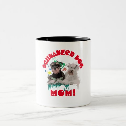 Schnauzer mam Hondenliefhebber beste hond mam ooit Tweekleurige Koffiemok (Center)