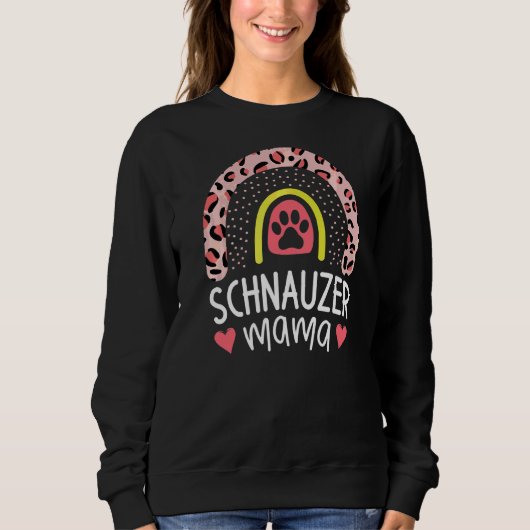 Schnauzer Mama Rainbow Leopard Pink Dog Mam Cute Trui (Voorkant)